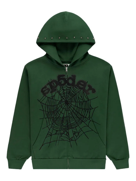  Sp5der Og Web Studded Hoodie - Green 