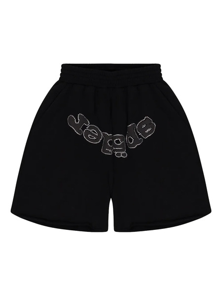  Sp5der Og Web V2 Rhinestone Shorts - Black 