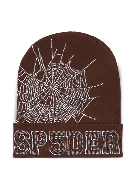  Sp5der Rhinestone-embellished Beanie - Brown 