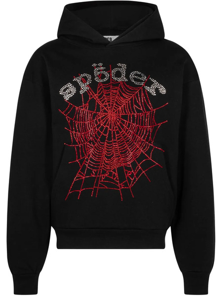  Sp5der Rhinestone Og Web V2 black Hoodie 