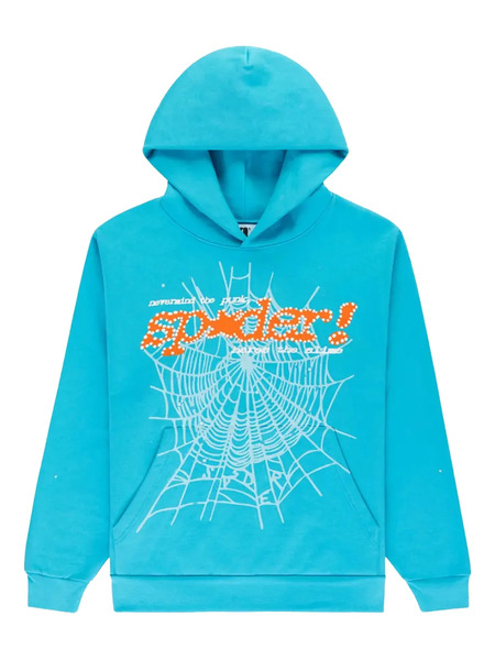  Sp5der Spider-web Print Hoodie - Blue 