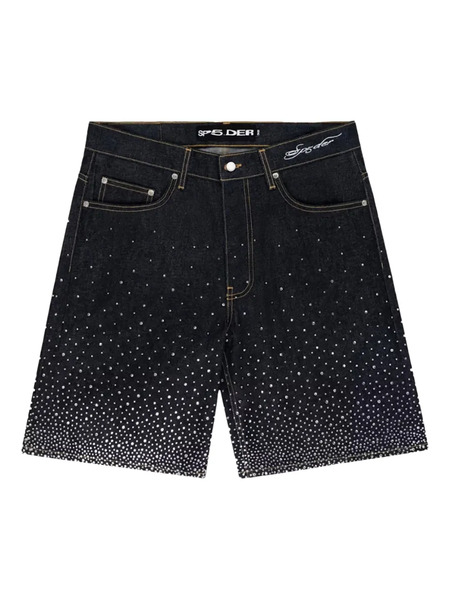  Sp5der Star Dust Denim Shorts - Black 