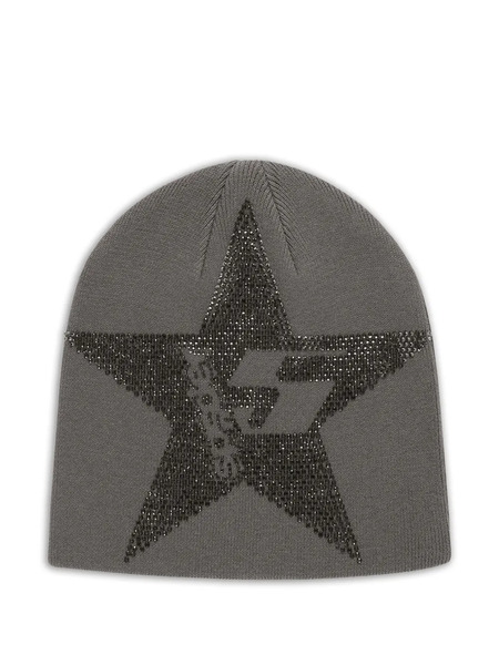  Sp5der Star-rhinesteone Beanie Hat - Grey 