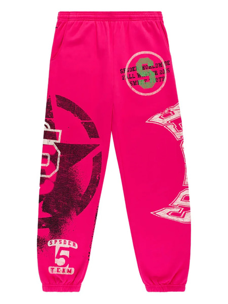  Sp5der Stencil Track Pants - Pink 