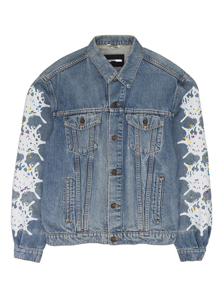  Sp5der Web-print Denim Jacket - Blue 