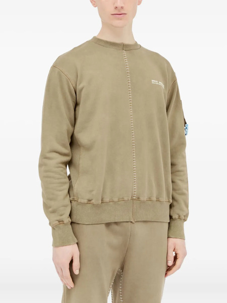  Space Available Topstitched Crew-neck Sweatshirt - Neutrals 