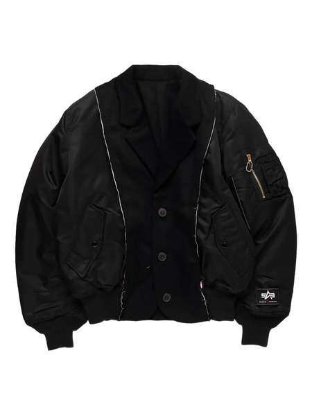  Spencer Badu Buttoned Bomber Jacket - Black 