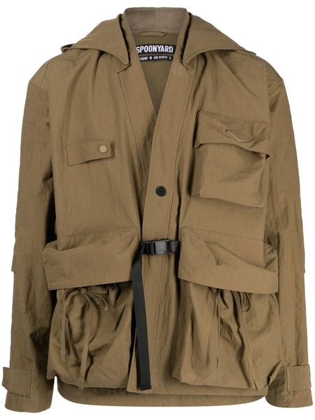  Spoonyard Kimno Multi-pockets Hooded Jacket - Brown 