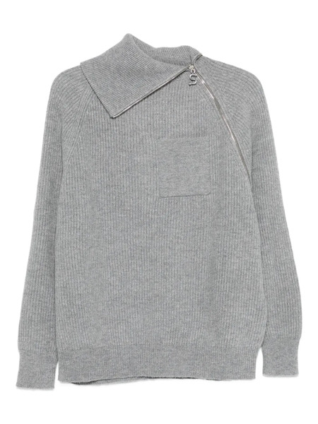  Sportmax Asymmetrical-neck Zip-front Sweater - Grey 