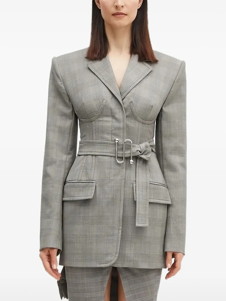  Sportmax Belted Check Jacket - Grey 