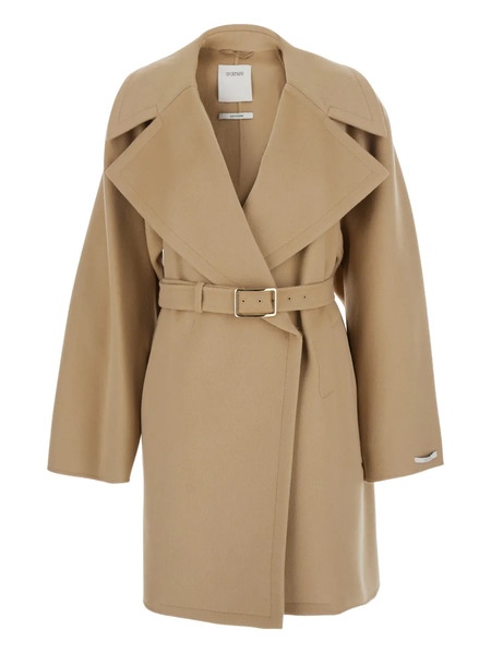  Sportmax Belted Virgin Wool Oversized Coat - Neutrals 