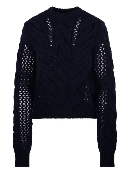  Sportmax Cable-knit Crew-neck Sweater - Black 