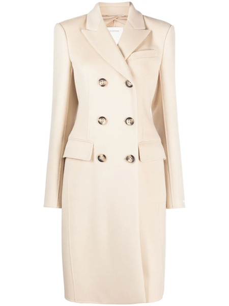  Sportmax Long-sleeved Virgin Wool Double-breasted Coat - Neutrals 