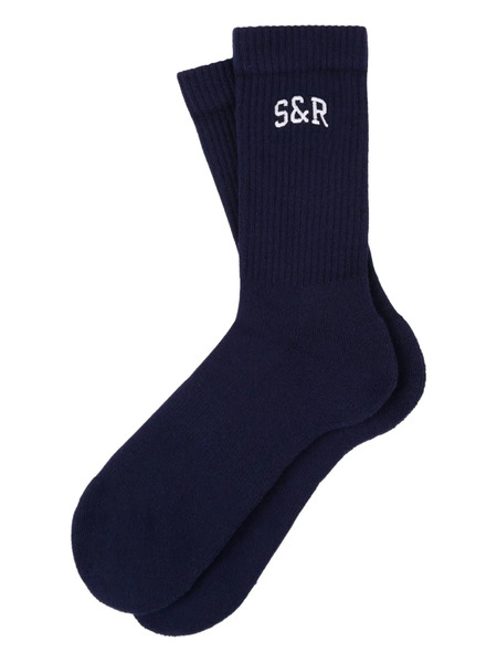  Sporty & Rich Ribbed Logo Socks - Blue 
