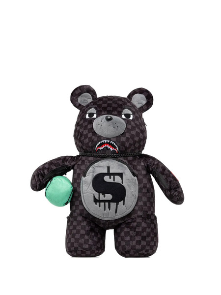  Sprayground Checked-pattern Bear-shape Backpack - Black 