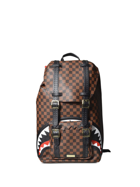  Sprayground Checkerboard Shark Backpack - Brown 