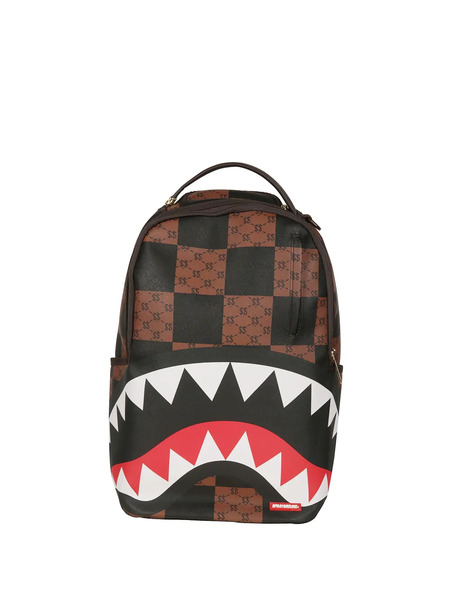  Sprayground Enlarged Check Shark-print Backpack - Brown 