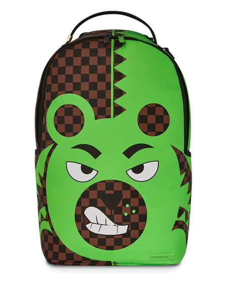  Sprayground Kid Green Bear Face Backpack - Brown 