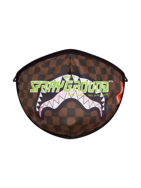 Sprayground Kid Logo-print Checked Face Mask - Brown 