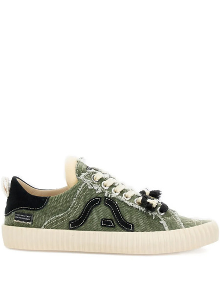  Springa Canvas Frayed-trim Sneakers - Green 
