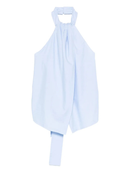  St. Agni Oxford Halter Tie-back Top - Blue 