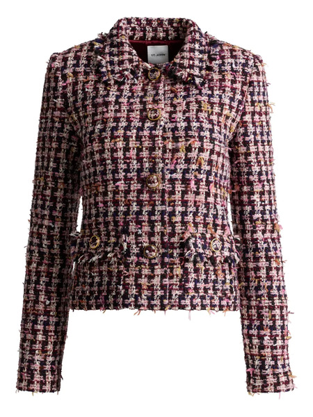 St. John Houndstooth Tweed Jacket - Red 