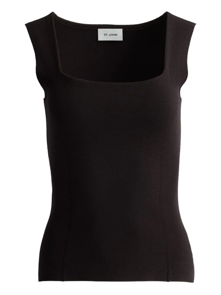  St. John Milano Square-neck Top - Brown 