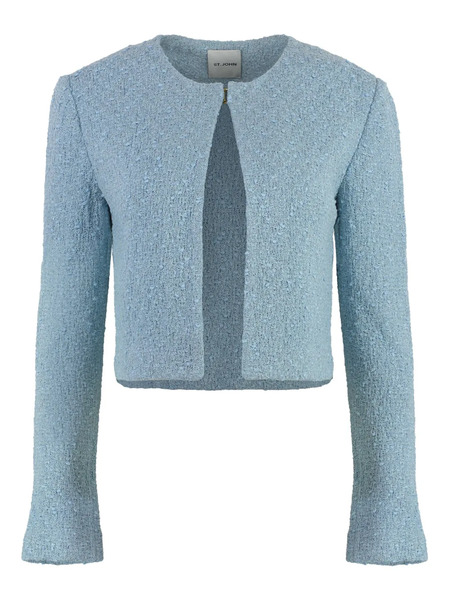  St. John Textured Cropped Jacket - Blue 