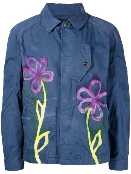  Stain Shade Graphic-print Button-up Jacket - Blue 