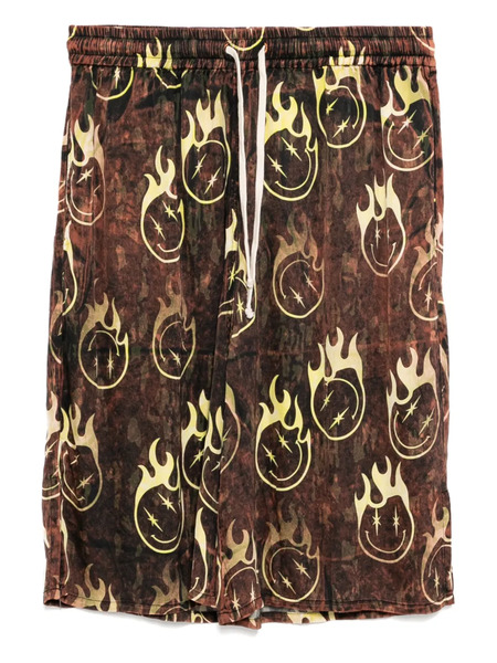  Stain Shade Patterned Shorts - Brown 