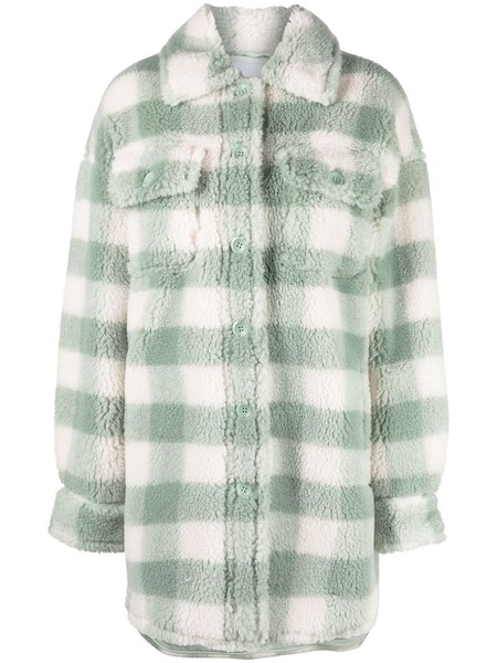  Stand Studio Checked Faux Fur Coat - Green 