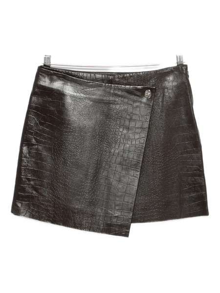  Stand Studio Crocodile-effect Asymmetric Skirt - Brown 