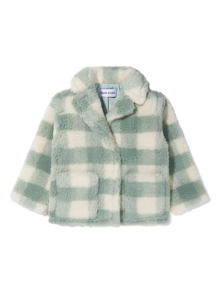  Stand Studio Kids Check-pattern Fleece-texture Jacket - Green 
