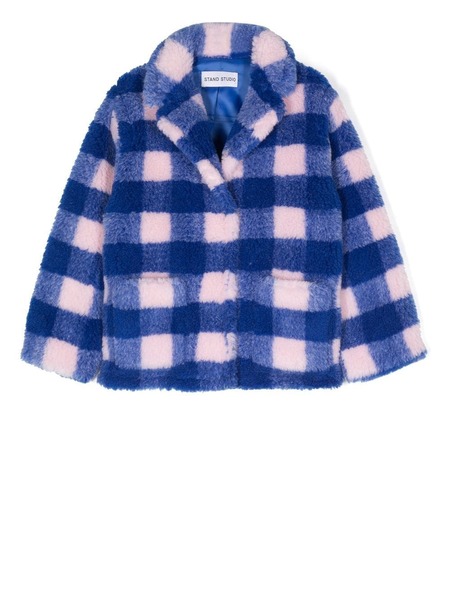  Stand Studio Kids Check-pattern Single-breasted Coat - Blue 