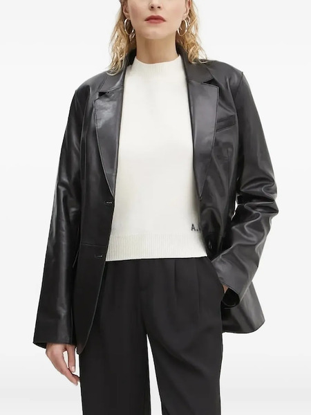  Stand Studio Leather Fitted Blazer - Black 