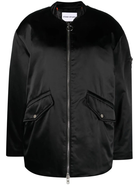  Stand Studio Prim Satin Bomber Jacket - Black 