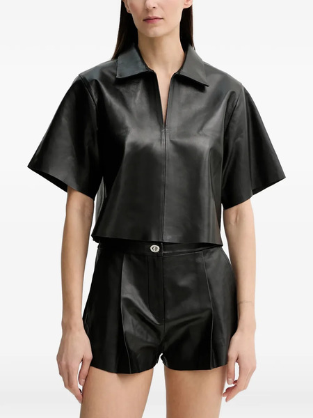  Stand Studio Short-sleeve Collared Top - Black 