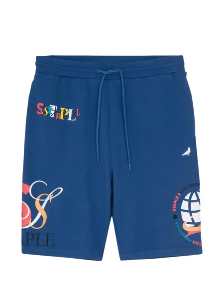  Staple Mcbaine Aop Graphic Drawstring Shorts - Blue 