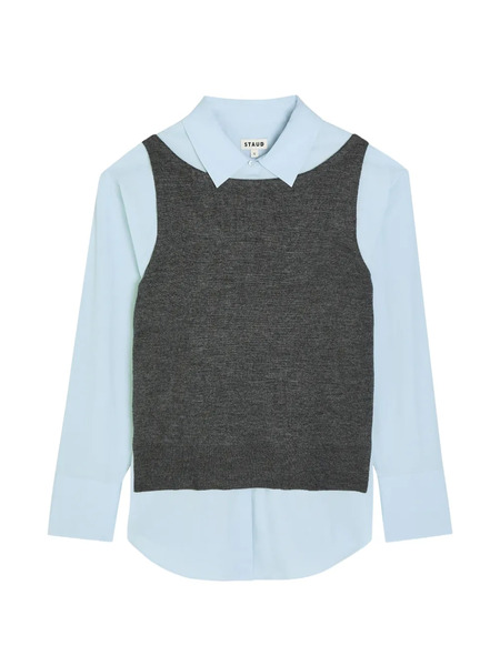  Staud Damian Layered Poplin Shirt - Blue 