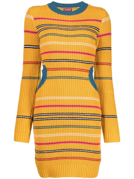  Staud Knitted Striped Mini Dress - Yellow 