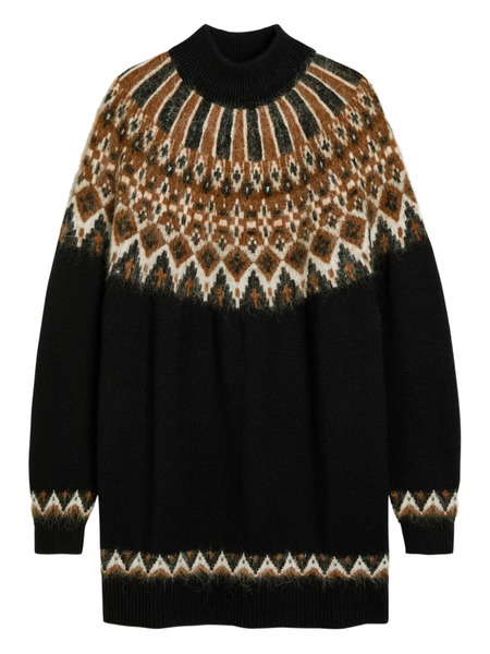  Staud Liza Patterned Roll-neck Mini Dress - Black 