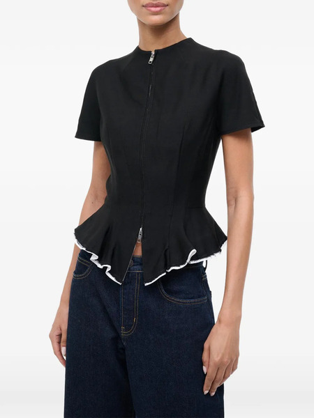  Staud Maelle Ruffled Zip-up Top - Black 