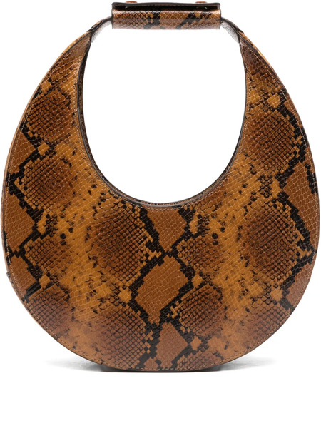  Staud Moon Snakeskin Handle Tote Bag - Brown 