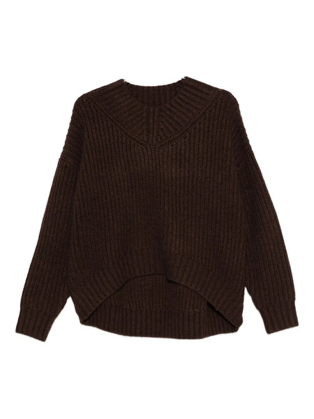  Staud Ribbed V-neck Sweater - Brown 
