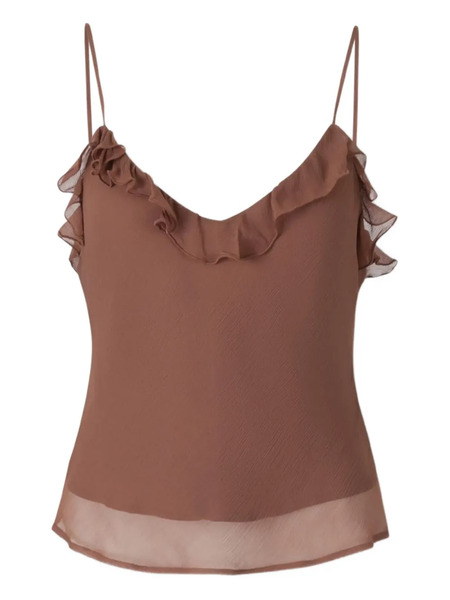  Staud Ruffled Spaghetti-strap Blouse - Brown 