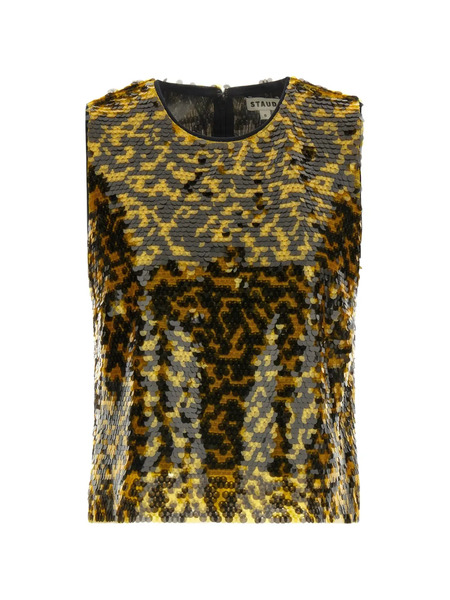  Staud Seraphina Two-tone Sequinned Top - Yellow 