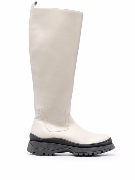  Staud Side Zip Leather Boots - Neutrals 