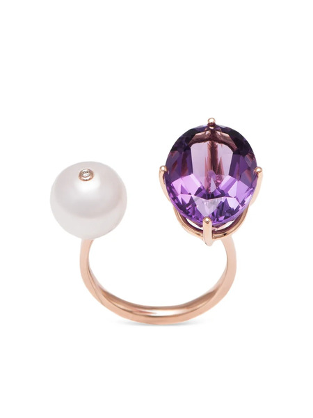  Stefere 18k Rose Gold Terri Multi-stone Ring - Pink 