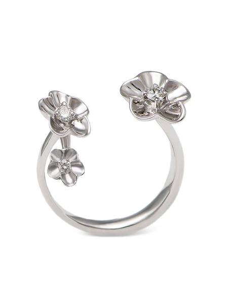  Stefere 18k White Gold Bloom Diamond Ring - Silver 