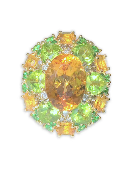  Stefere 18k Yellow Gold Multi-stone Ring 